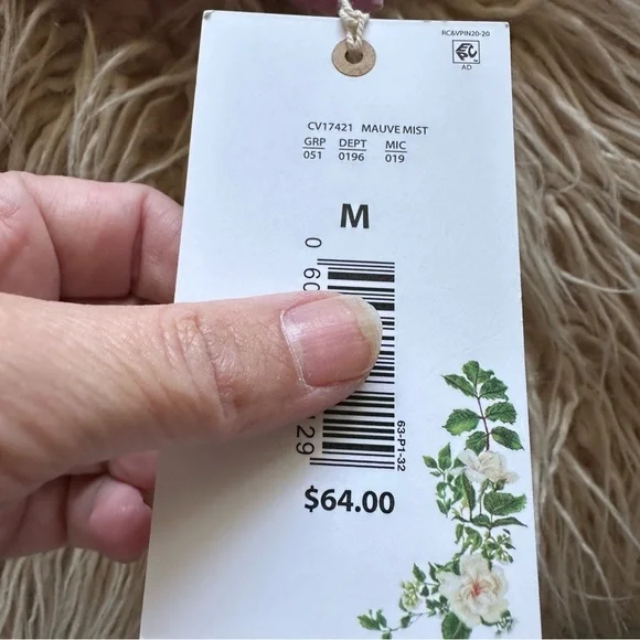 Chealsea and Violet Solid Smocked Bikini TOP ONLY new with tags M mauve mist - Picture 8 of 9